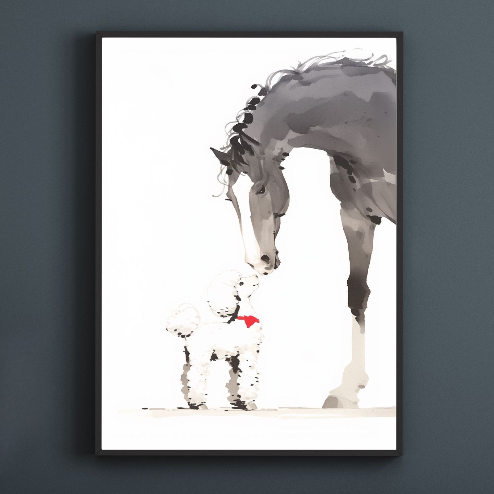 福寿 2026年 - プードル トイプードル犬 No.1 午年 馬 謹賀新年 賀正 新春 迎春 子犬 ペットロス うちの子 記念日 アートポスター 犬の絵 犬のイラスト ギフト プレゼント