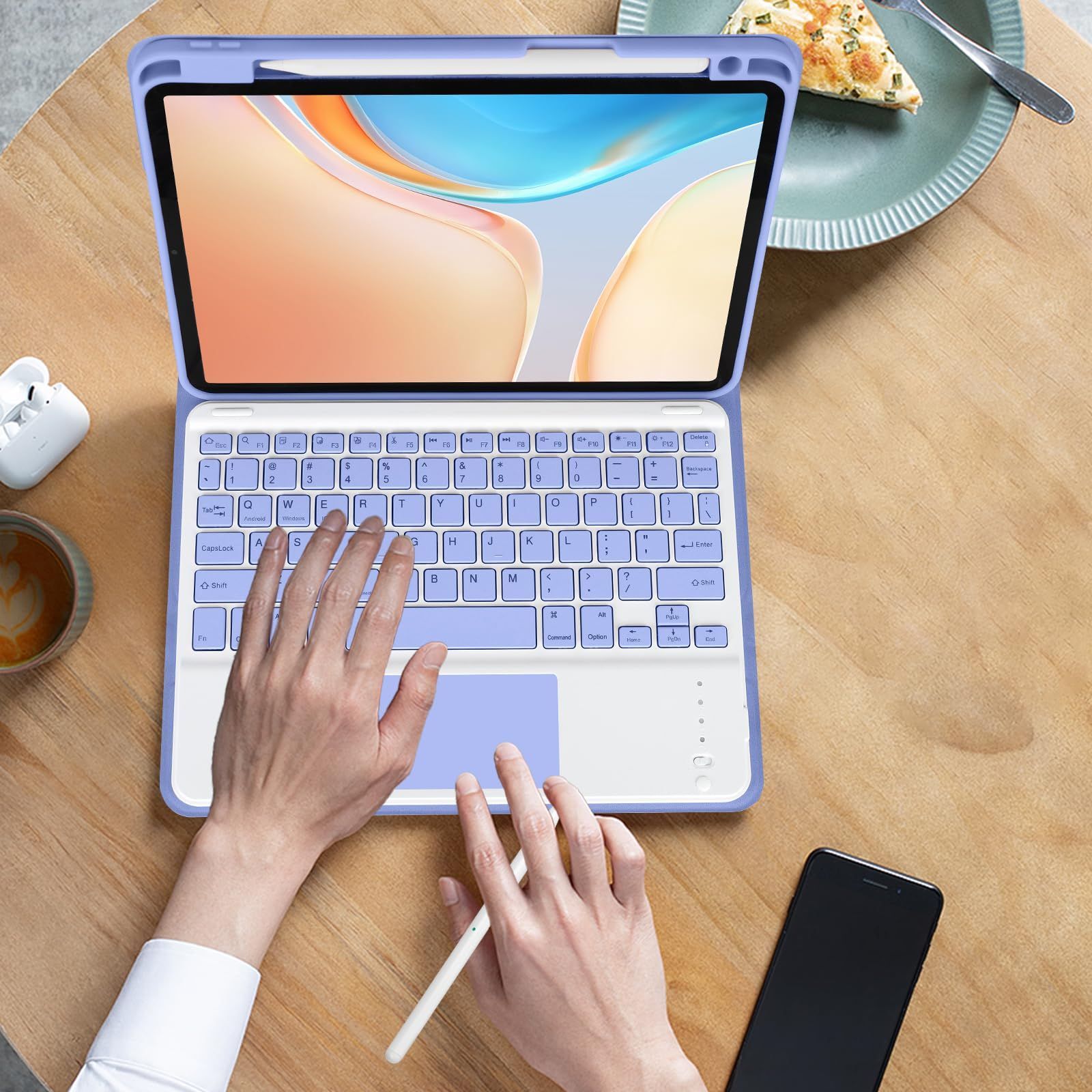【新着商品】iPad Air4 Air5 iPad 兼用bluetoothキーボード付きケース タッチパッド搭載 第1/2/3/4世代 上側ペンホルダー Pro11 apple pencil (M2)キーボードケース 収納・充電対応 Air スタンド機能 全面 iPad Air : 0 1世代 ミントグリーン