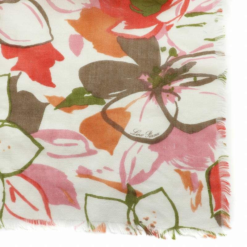 ロロピアーナ Loro Piana スカーフ ストール カシミヤ シルク混 花柄 