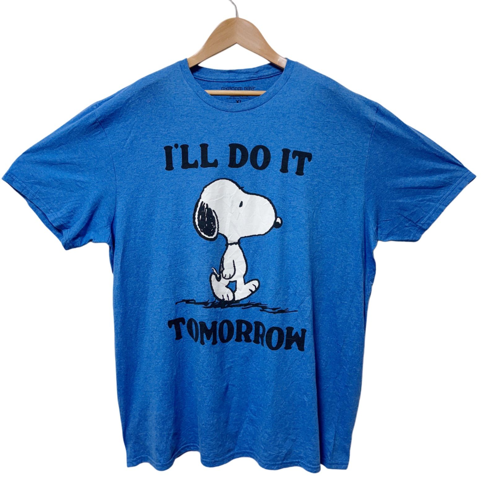 希少 SNOOPY Tシャツ PEANUTS USA製 ピーナッツ ブルー 公式通販 レア 