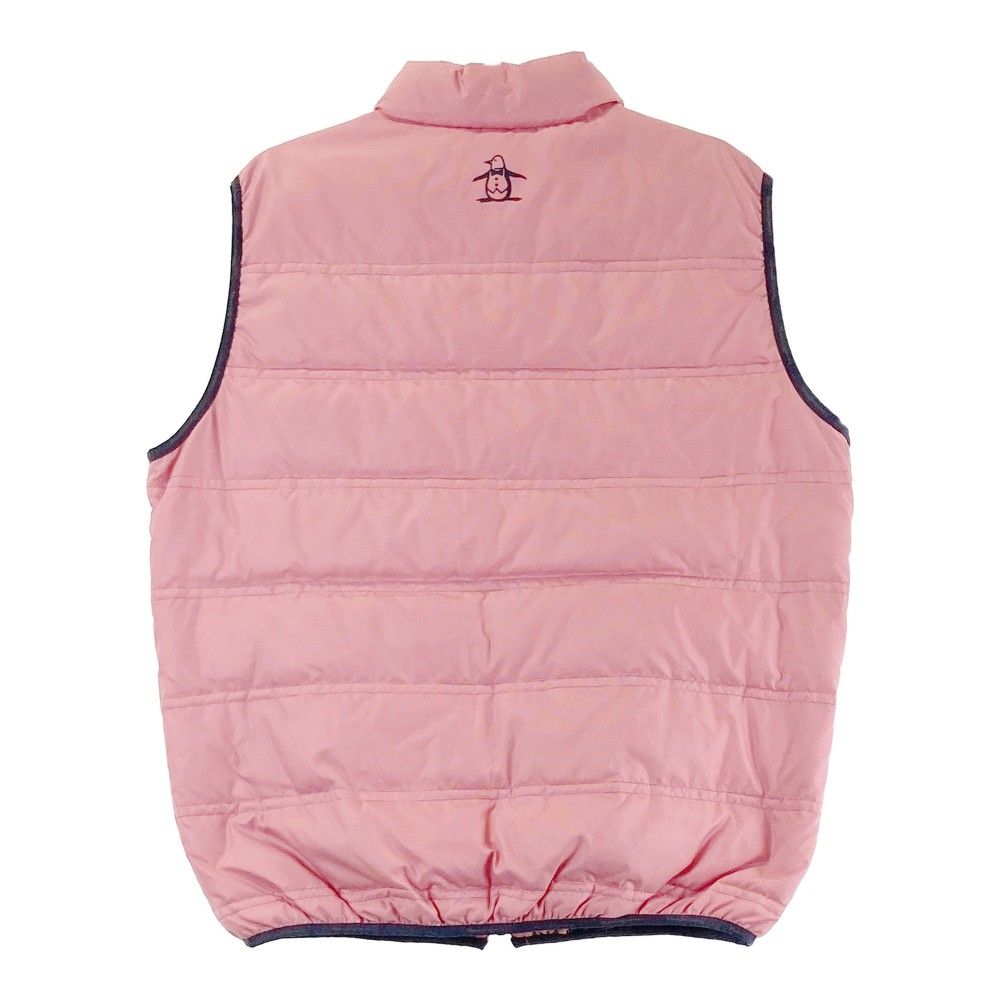 サイズ：L MUNSING WEAR マンシングウェア  ダウンベスト 千鳥柄 レッド系 [240101408802] ゴルフウェア メンズ ストスト サイズ：L MUNSING WEAR マンシングウェア ダウンベスト 千鳥柄