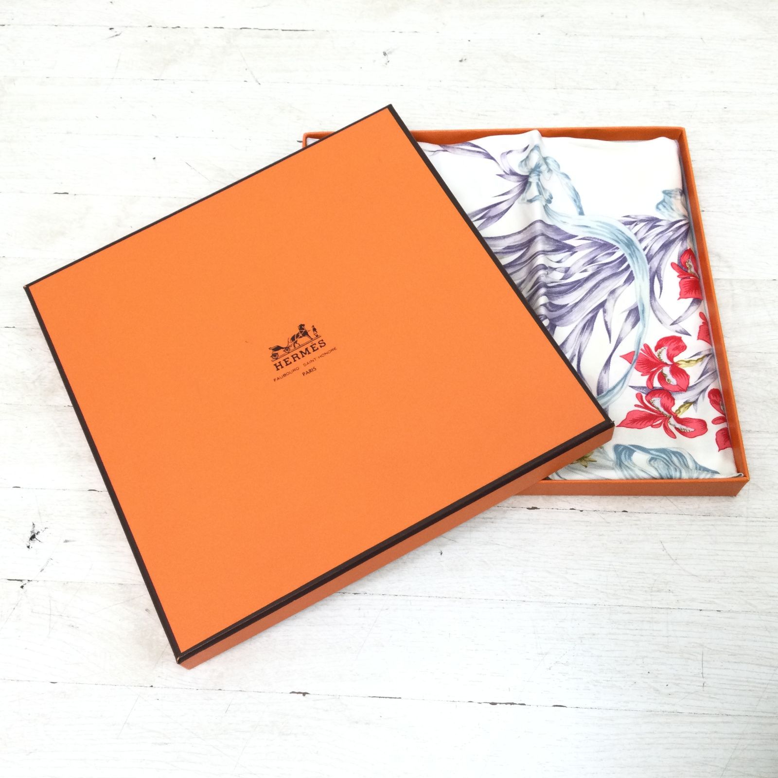 1410 HERMES エルメス H.d Origny 花咲く馬 カレ90 シルク スカーフ き レディース
