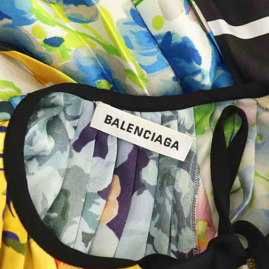 バレンシアガ BALENCIAGA 総柄ロゴ プリーツ ワンピース 膝丈