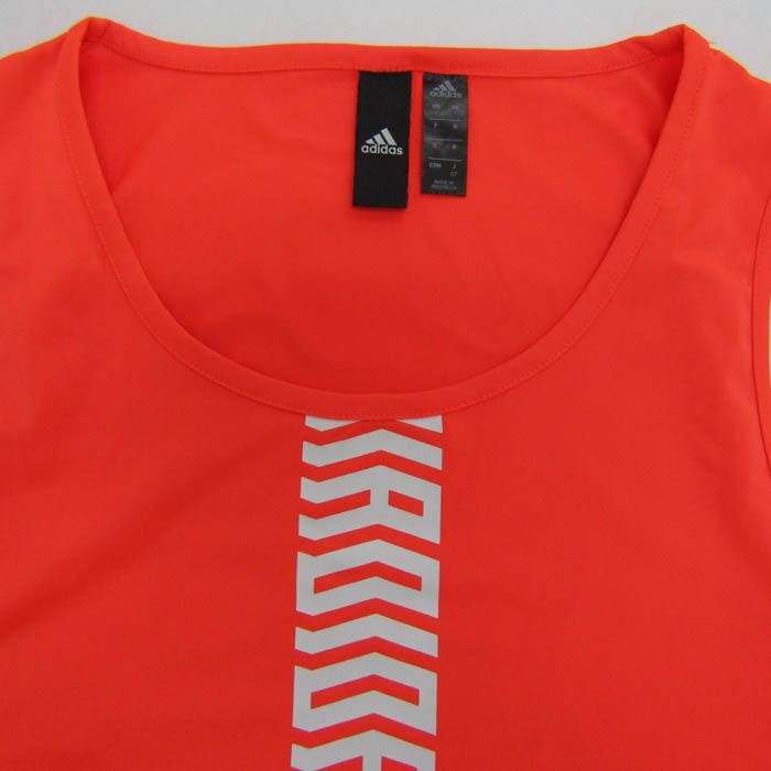 アディダス　adidas　90s　タンクトップ　ノースリーブ　オレンジ　センター adidas - アディダス リブタンクトップ ノースリーブ シャツ