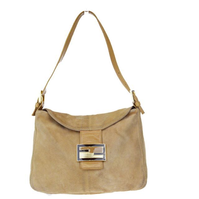 フェンディ(Fendi) スエード,レザー ショルダーバッグ ベージュ 