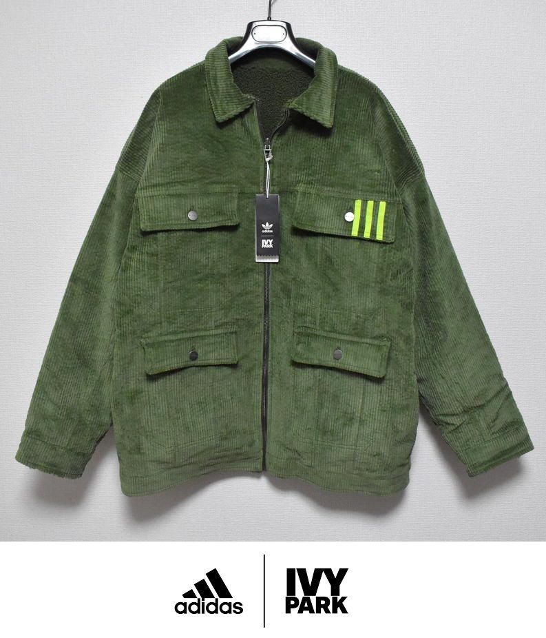 adidas / ×IVYPARK/リバーシブル/ジャケット/M/コーデュロイ/GRN/hg2384 新品 adidas × ivy park リバーシブル オーバーサイズジャケット【M