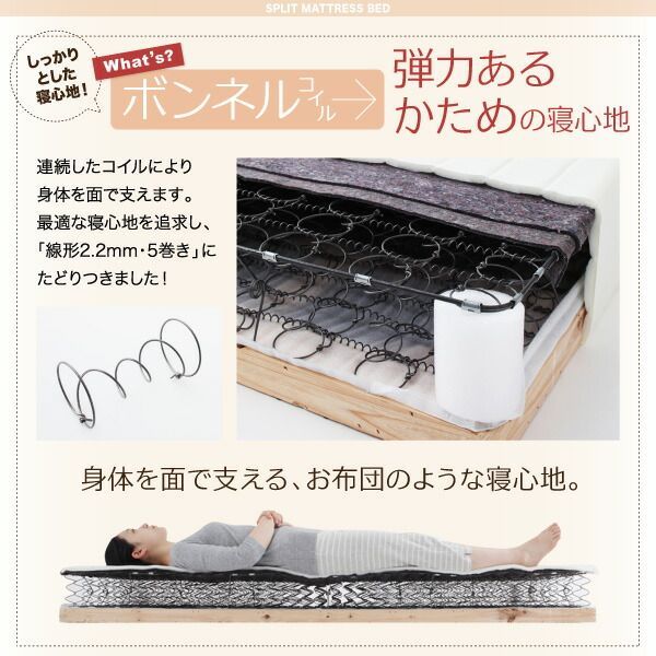 掃除がらくらく 分割式脚付きマットレスベッド