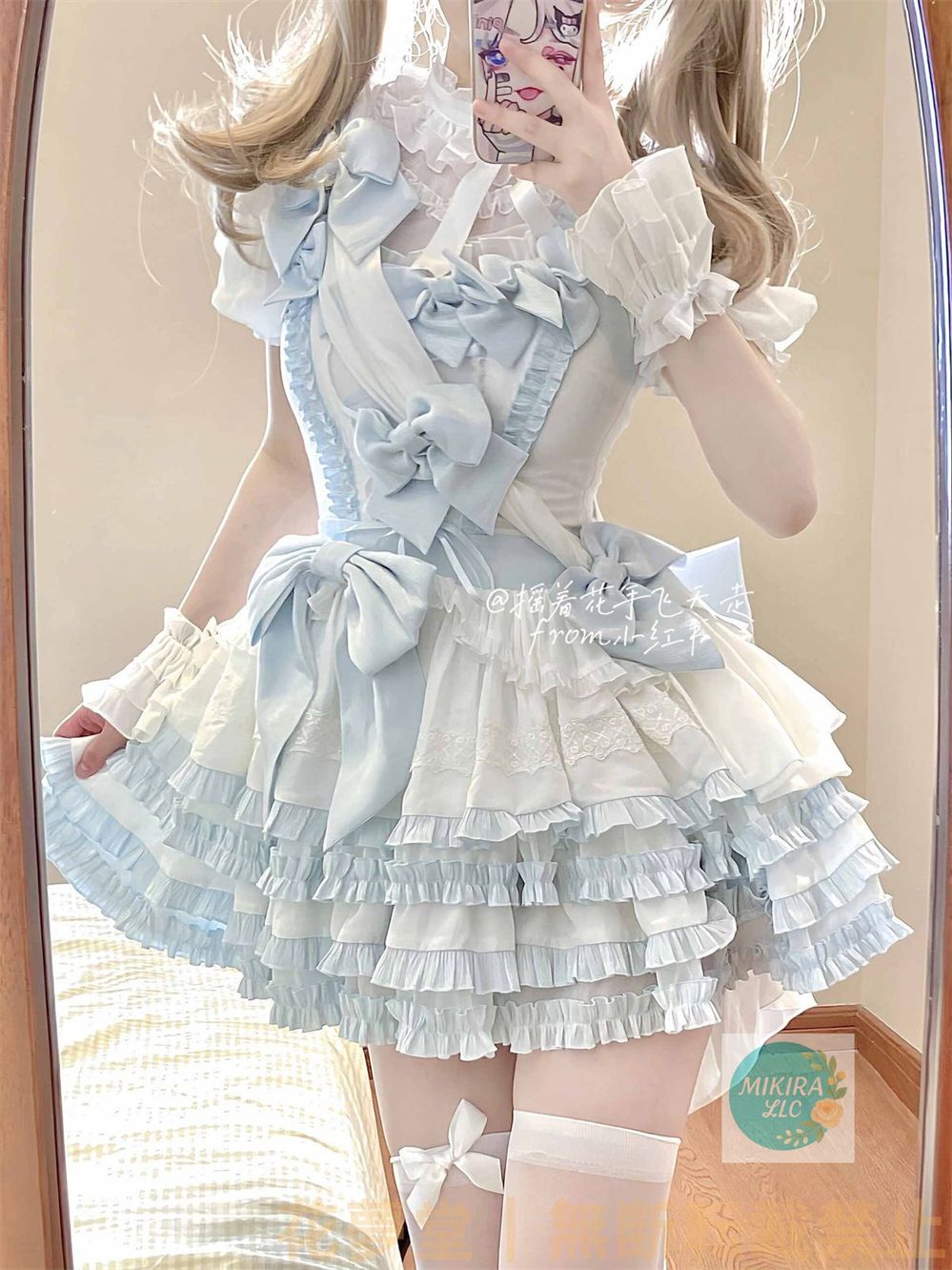 Cosplay ロリータ オリジナルデザイン クリスマス 新年戦服 水色 ホワイト アイドル風セットドレス 豪華ロリータ洋装 花嫁スタイル ジャンパースカート