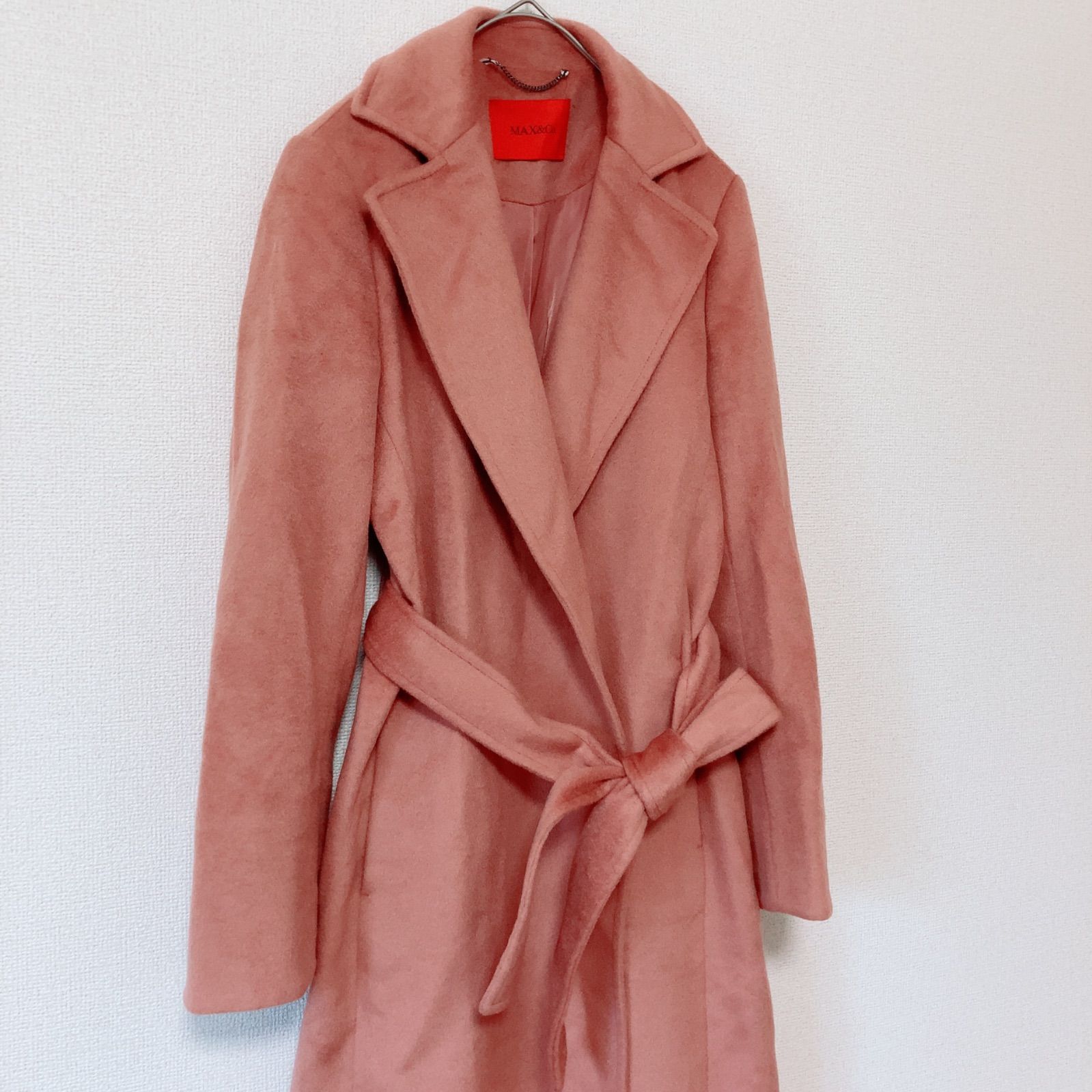 z946 【美品】MAX&CO マックスアンドコー ウールロングコート くすみ