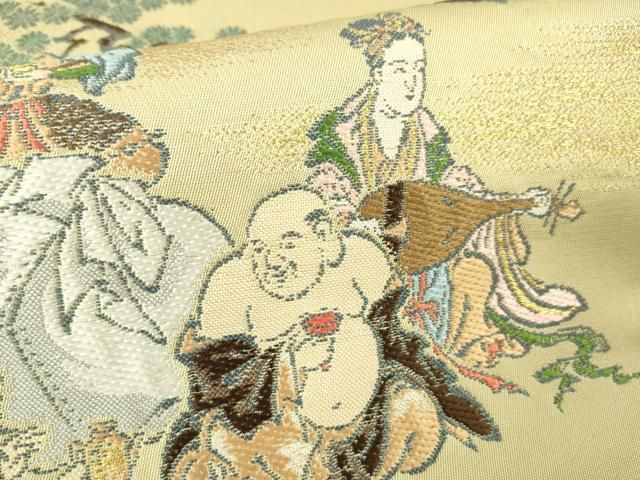 平和屋本店□極上 龍村美術織物 たつむら 太鼓柄 本袋帯 七福神瑞祥文  