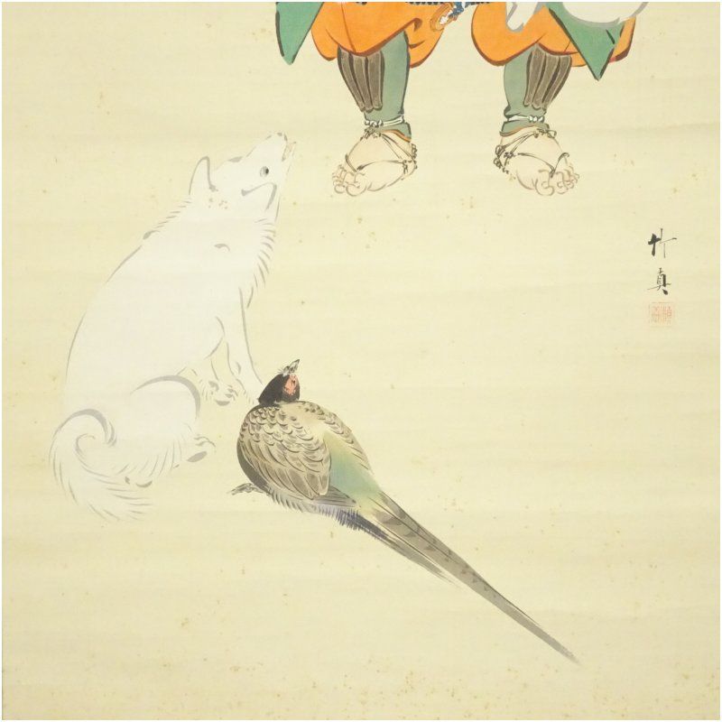 AKａ6918　桃太郎　肉筆　掛軸 AKa6918 桃太郎 肉筆 掛軸