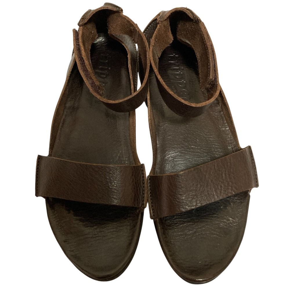 trippen トリッペン レザー アンクルストラップ フラット サンダル 23.5cm相当 ブラウン レディース 古着