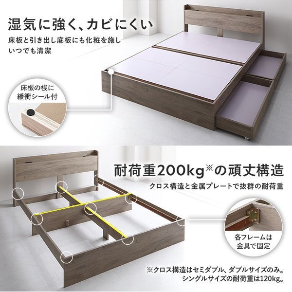 コンセント付き 引き出し収納付き