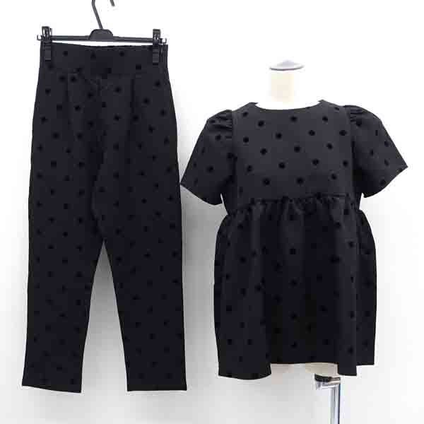 kobe lettuce / コウベレタス ◆セットアップ/ブラウス&パンツ/フロッキードット/ブラック/サイズM C7077 M3980 【レディース/ガールズ/LADY/女性/婦人】 レディースファッション【中古】 [0220533958] kobe lettuce / コウベレタス ◇セットアップ/ブラウス＆パンツ