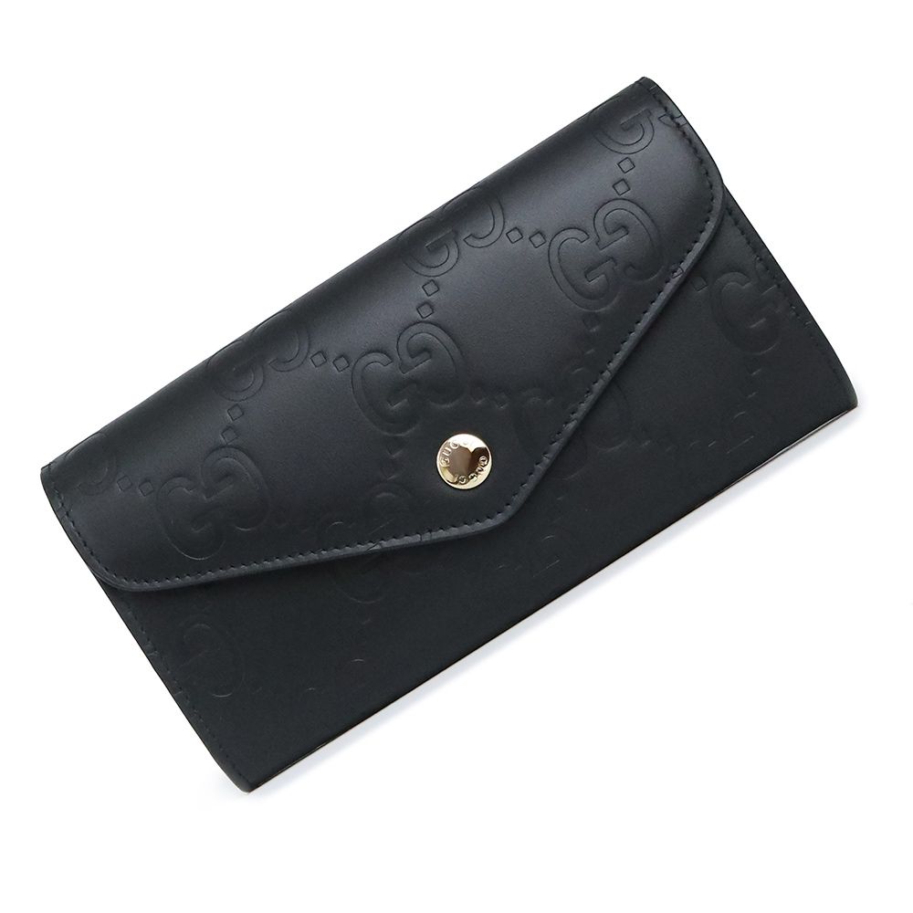 グッチ コンチネンタルウォレット 二つ折り長財布 GGレザー ブラック 黒 ゴールド金具 772791 GUCCI