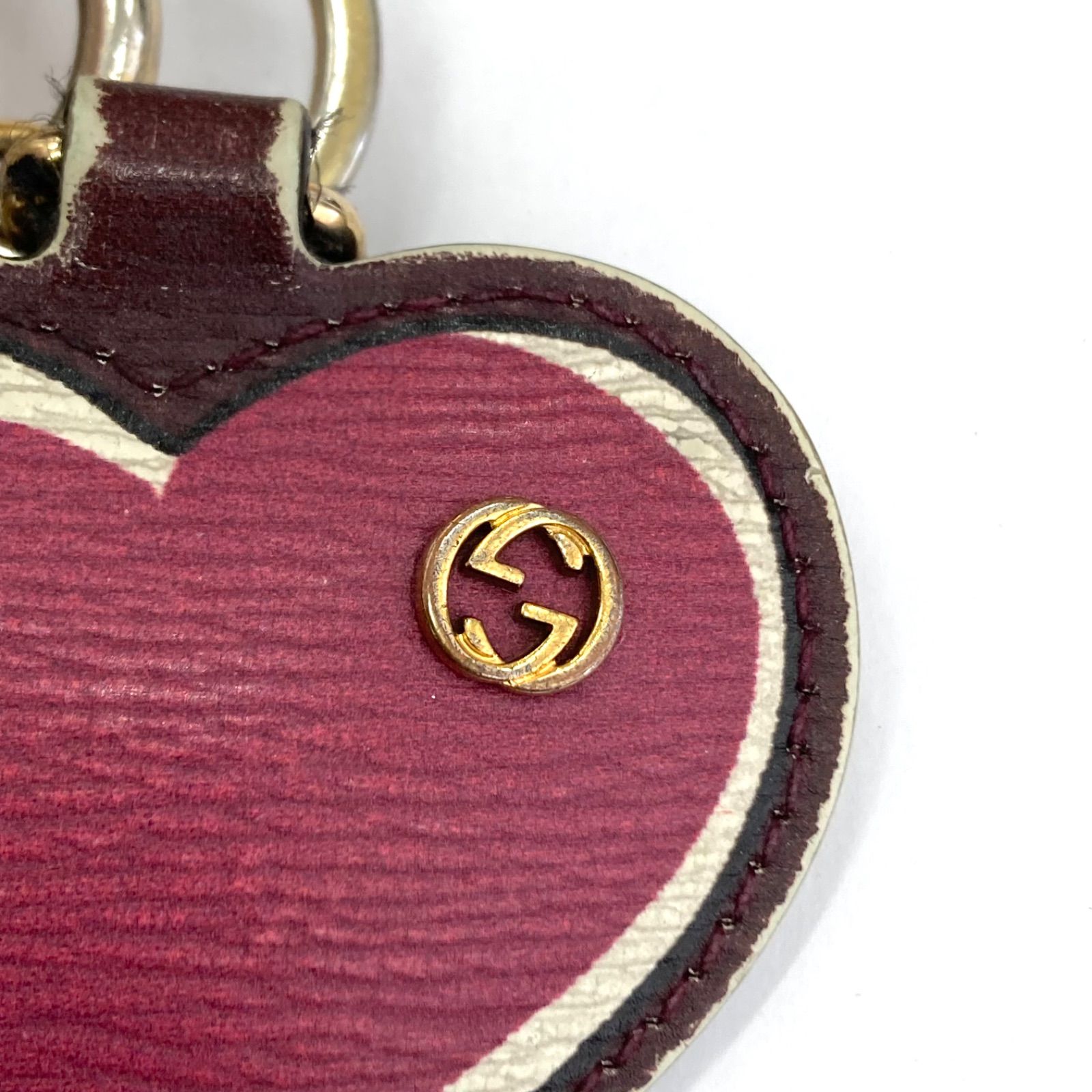 GUCCI】グッチ インターロッキング ピンク 赤 レザー ハート