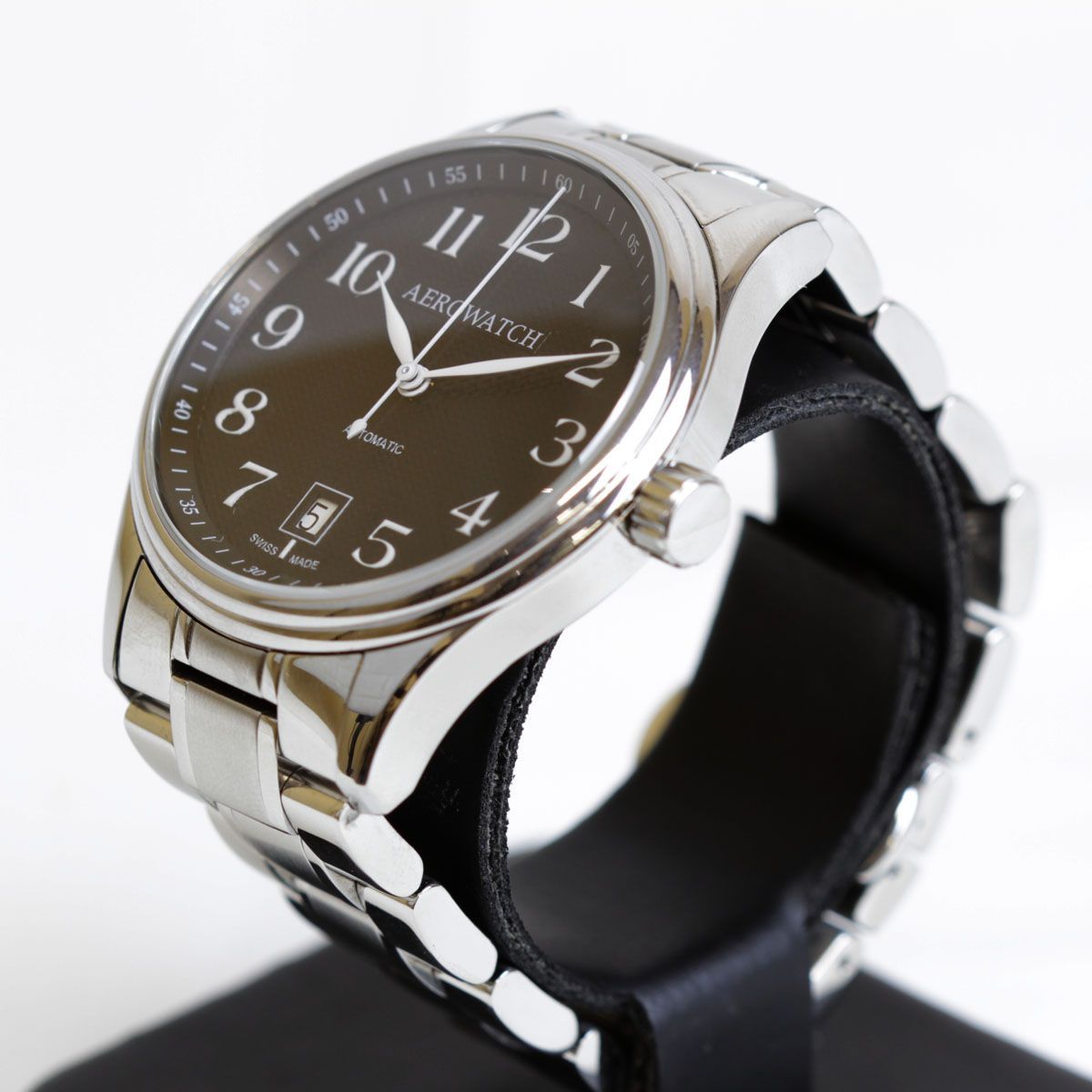 新品超激得美品『USED』AEROWATCH 56098 AT 腕時計 自動巻き メンズ 2針＋カレンダー