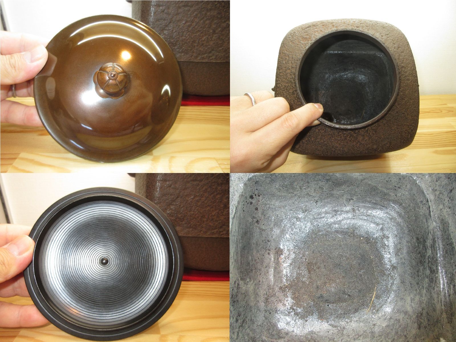 送料込【逢絢亭】茶道具 釜 風炉釜 四方釜 釜師 吉羽與兵衛 共箱入り 逢絢亭】茶道具 釜 風炉釜 四方釜 釜師 吉羽與兵衛 共箱入り