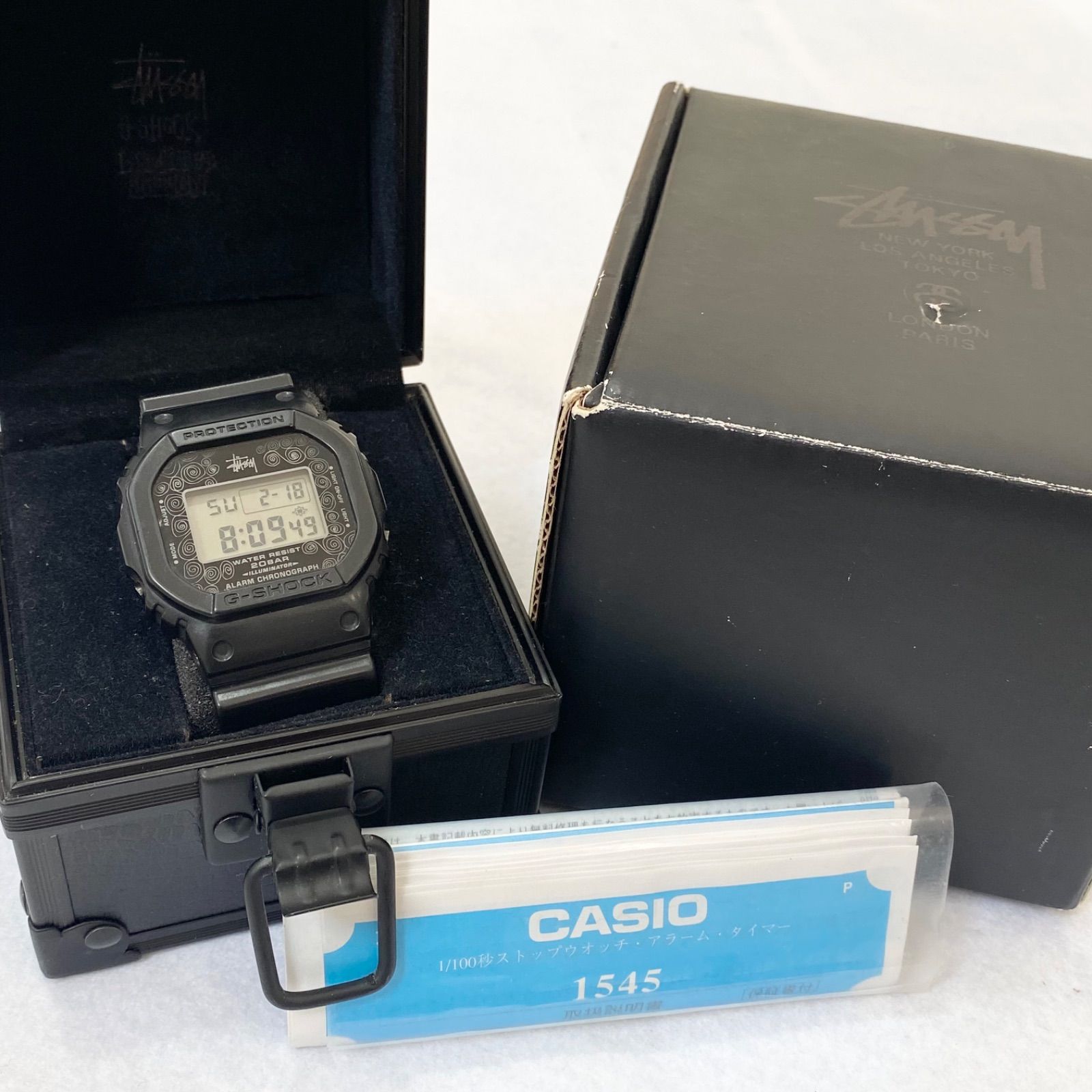 【激レア・美品】CASIO G-SHOCK STUSSY ステューシー ストゥーシー 25周年記念 DW-5000ST-1JR 腕時計 ウォッチ  ブラック 黒 2005年 カシオ ジーショック コラボ メンズ