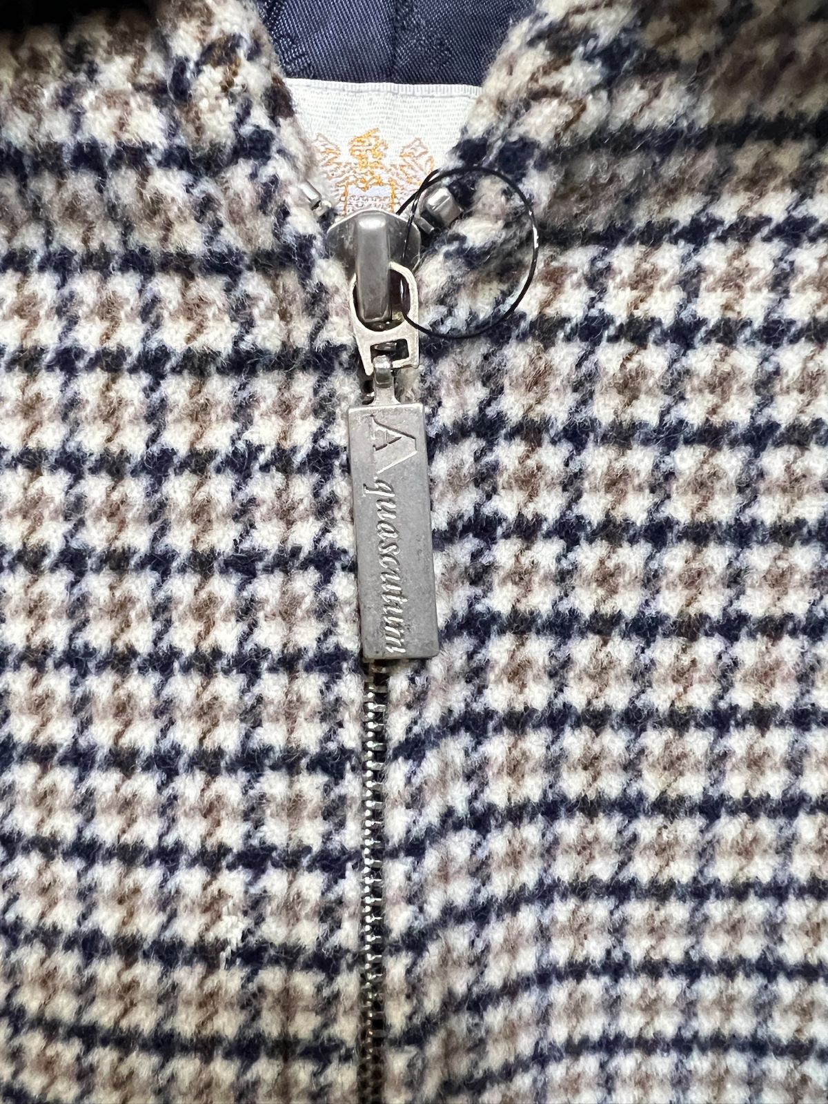 英国製 アクアスキュータム ガンクラブチェック ウール フーディー XL メンズ Aquascutum パーカー ジャケット コート イングランド製