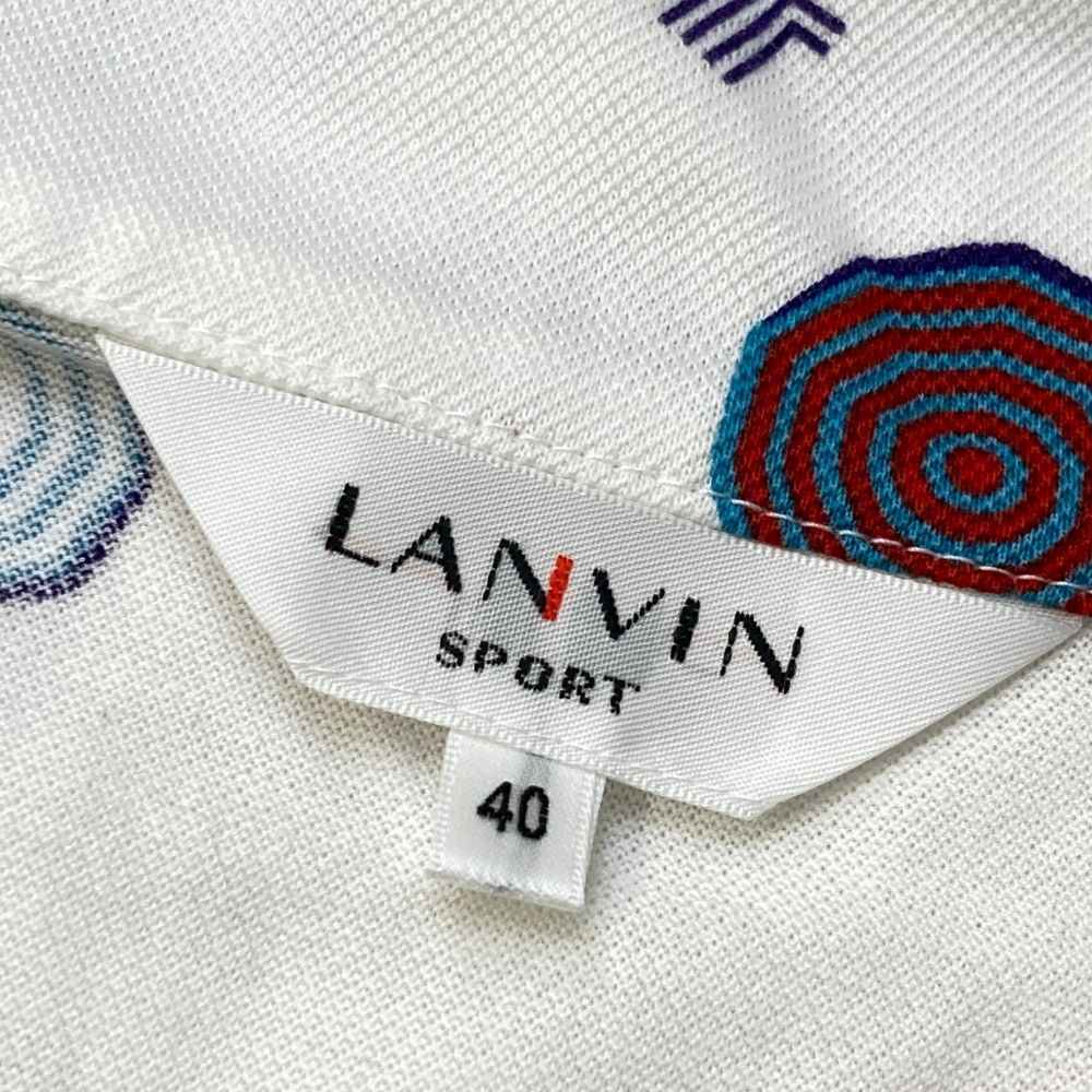 サイズ：40 LANVIN SPORT ランバン スポール  ハーフジップ 半袖 Tシャツ 総柄 ホワイト系 [240101206927]# ゴルフウェア レディース ストスト