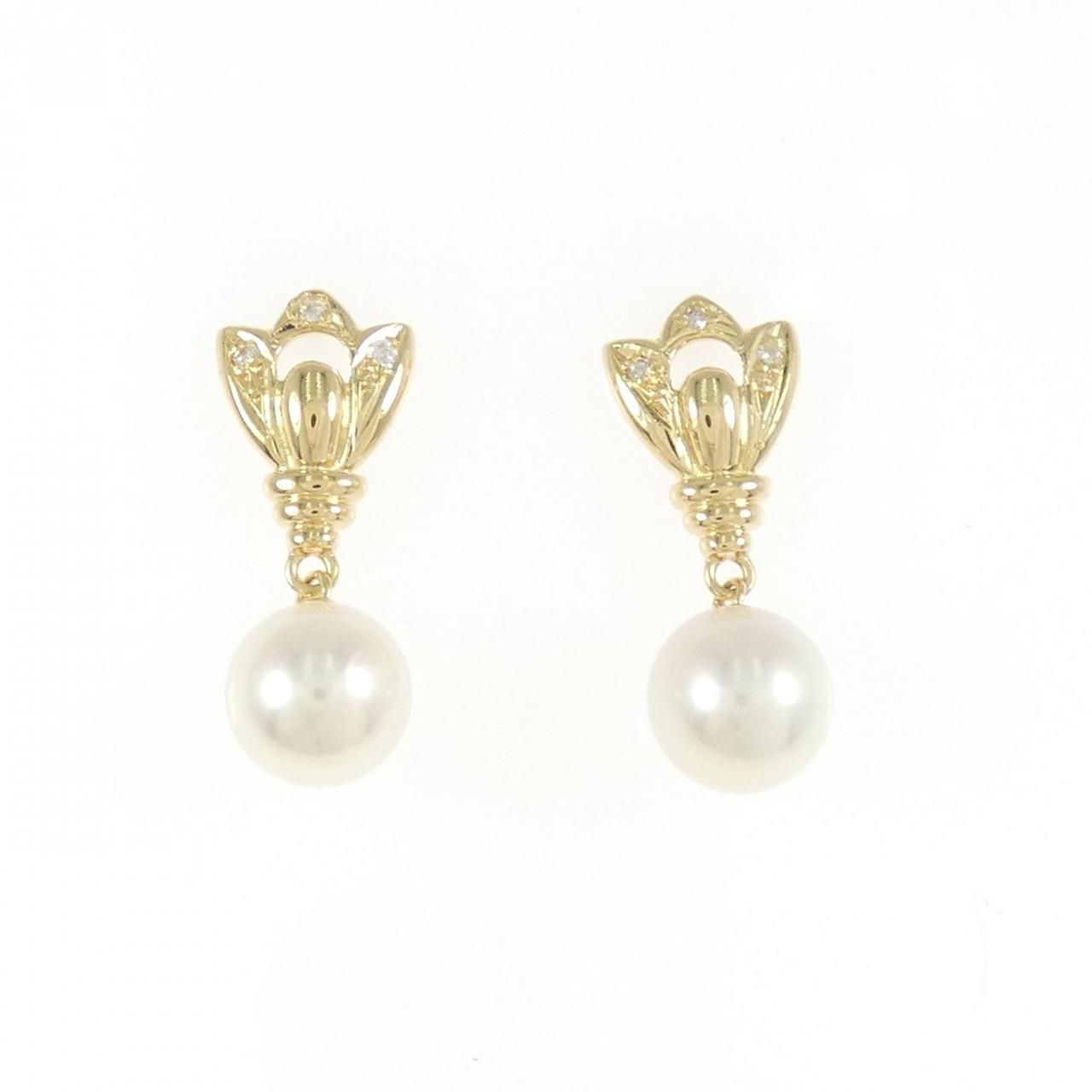 K18YG アコヤパール ピアス 6.9mm k18】パール イヤリング（9mm  