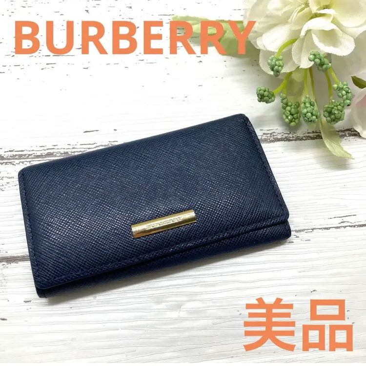 美品❣️ BURBERRY バーバリー レザー 4連キーケース 鍵入れネイビー 紺 美品❣️ BURBERRY バーバリー レザー 4連キーケース 鍵入れ