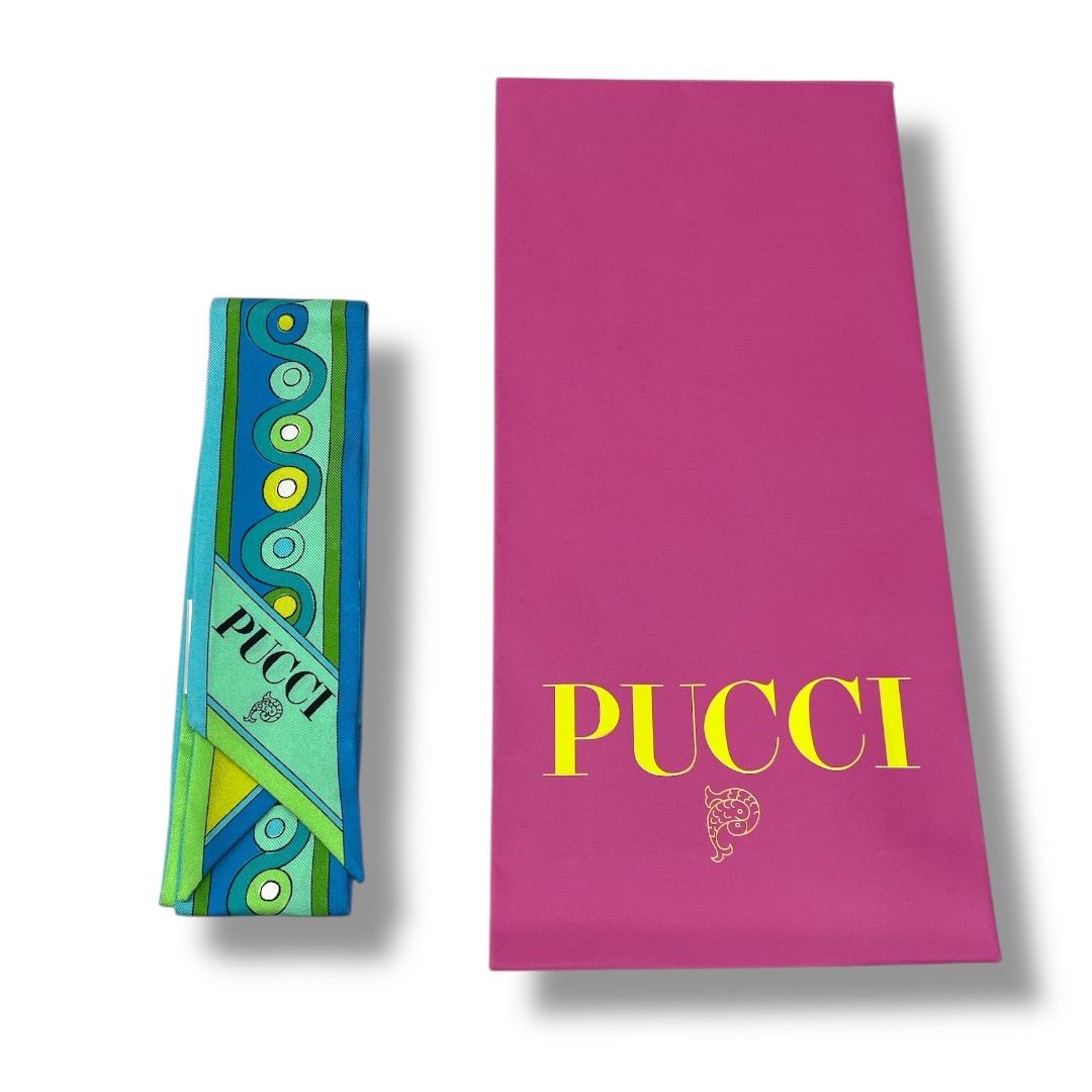 【エミリオプッチ】バックスカーフ 美品 EMILIO PUCCI エミリオプッチ バッグスカーフ シルク 絹