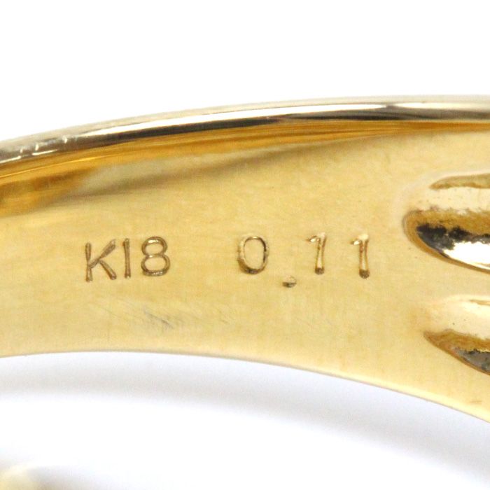 K18YG イエローゴールド ヘビ リング・指輪 ダイヤモンド0.11ct 13号 ...