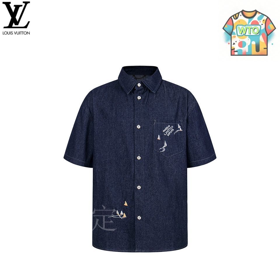 LOUIS VUITTON 半袖Tシャツ M 今日特価】Louis Vuitton / ルイ・ヴィトン 帆船デザインデニム