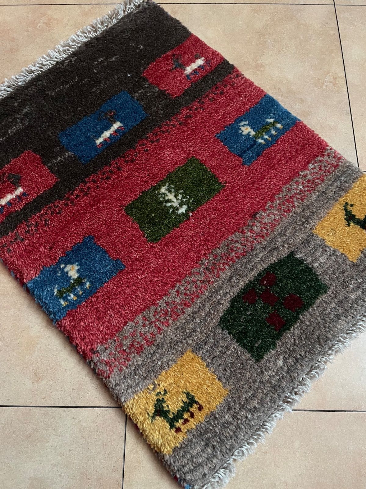 玄関マット アフガン手織りラグ ペルシャ絨毯 アフガニスタン手織り