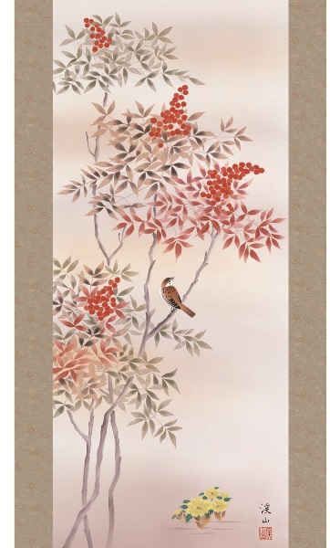 【掛け軸】渓月　作　「四季花」【美品】 楽天市場】掛け軸 四季花 (吉井蘭月) 送料無料 掛軸 : 掛け軸