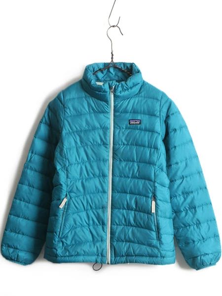 なクーポン配布中! ガールズ L 150cm 程 14年製 パタゴニア ダウン セーター 古着 Patagonia ジャケット フルジップ ジャンパー ブルゾン ハイネック ブルー