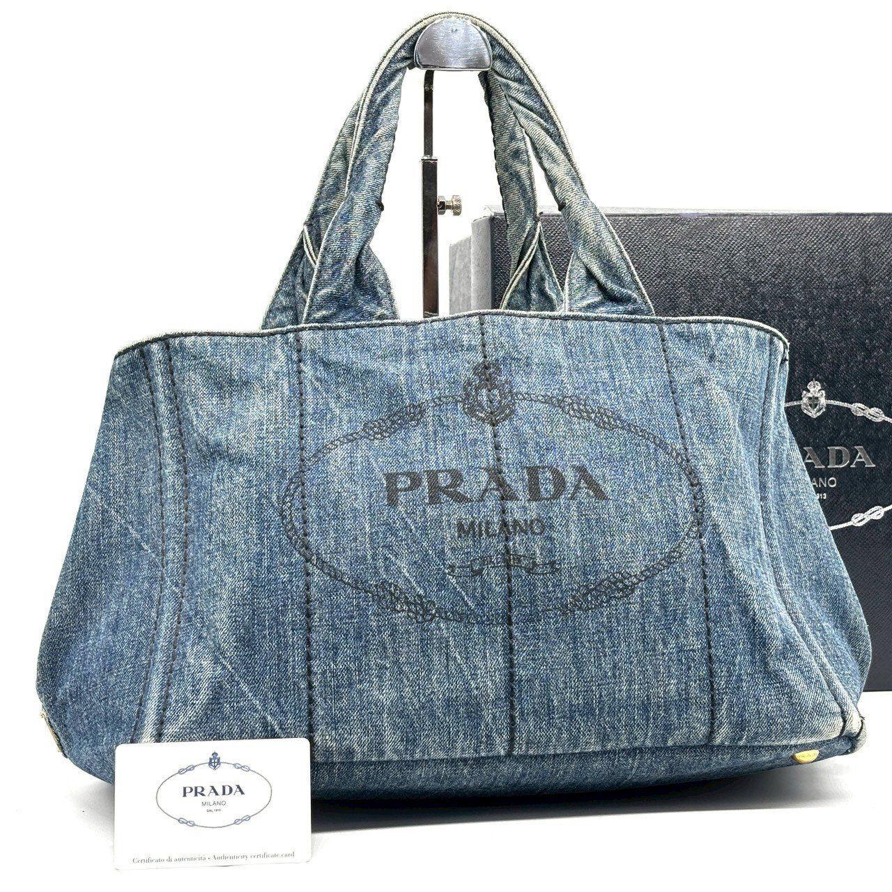 PRADA プラダ カナパ デニム トートバッグ 【ギャランティカード付