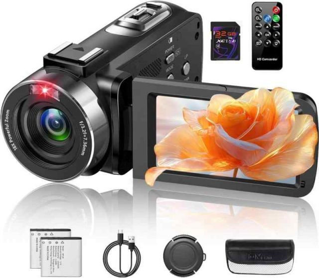 ビデオカメラYouTubeカメラ ウェブカメラ270度回転 3.0インチ IR Amazon | ビデオカメラ 4K【ライト付き】 YouTubeカメラ3.0