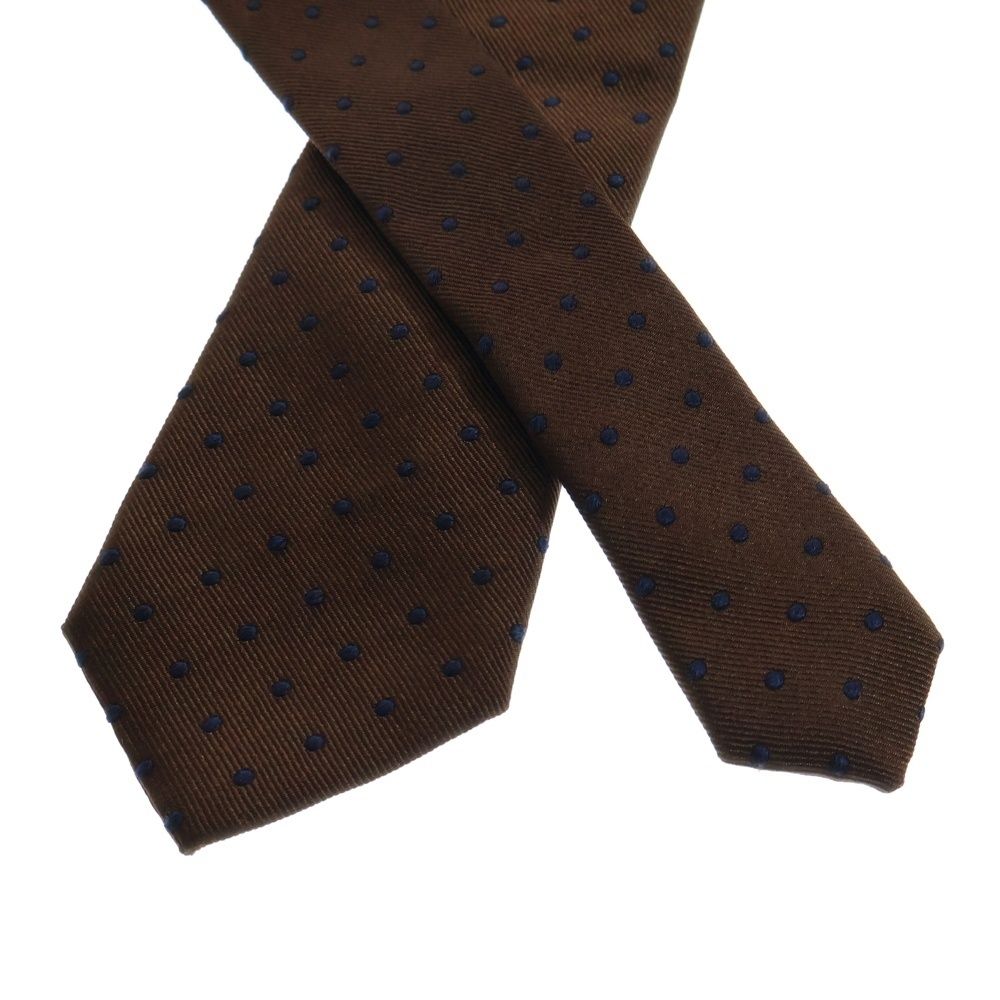 未使用級✨ブルネロクチネリ 【イタリア製】 ハンドメイド ネクタイ ブラウン BRUNELLO CUCINELLI (ブルネロクチネリ) ドット柄 シルク