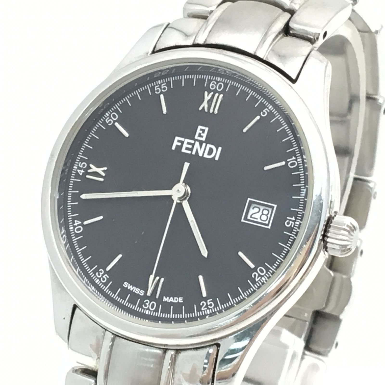 FENDI フェンディ 210G オロロジ デイト メンズ 腕時計 黒文字盤 稼働品 UW071059