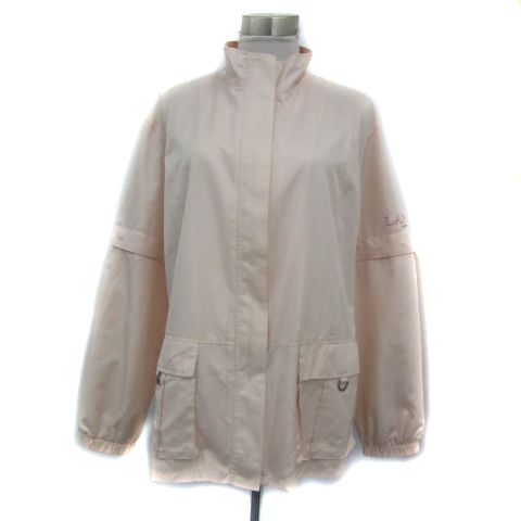 ランバン スポール LANVIN SPORT スポーツウェア ウィンドブレーカー ミドル丈 長袖 半袖 2way スタンドカラー ジップアップ ロゴプリント 薄手 40 L 薄ピンク /YS3 GY18