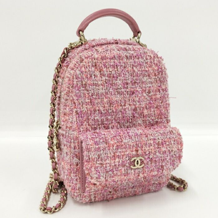 CHANEL ミニバックパック ツイード ピンク AP3753 - メルカリ