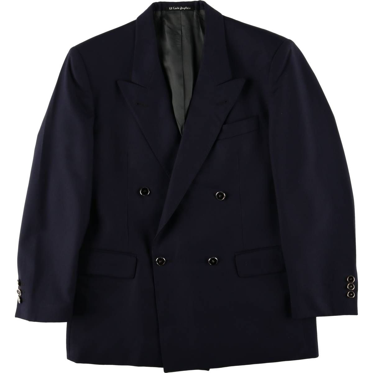古着 El Corte Ingles Emidio Tucci ダブルブレスト ピークドラペル 紺ブレザー テーラードジャケット メンズL相当|eaa584437