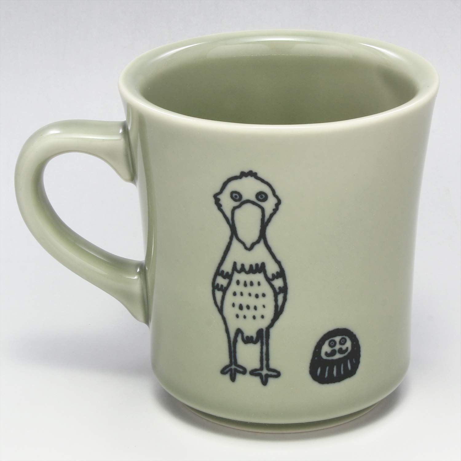 人気商品 美濃焼 マグカップ だるまとハシビロコウ 280ml グレー かわいい ハシビロコウ グッズ 鳥 食器 人間用 食洗機対応 日本製 K13303