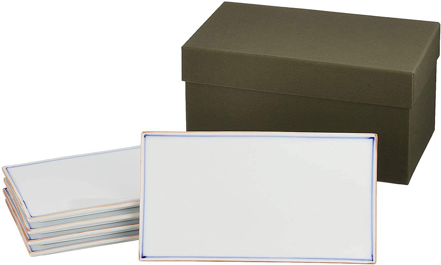 渕錆呉須線 短冊長皿揃 波佐見焼 洸琳窯 渕錆呉須線 短冊 長皿揃 52617