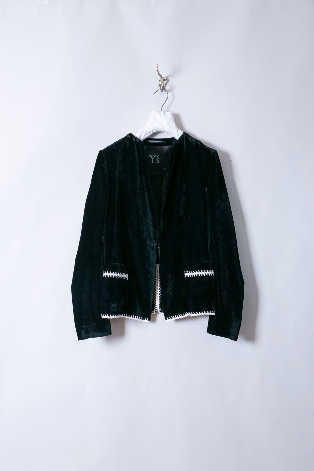 Y's ワイズ/コンポジション シーアタッチドレーベル ベロアジャケット