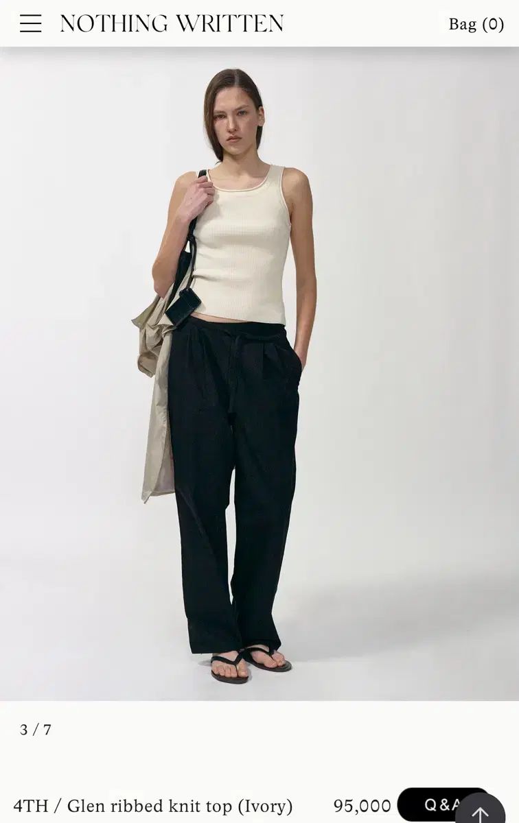 [NOTHING WRITTEN] Glen リブニットトップ / 韓国ブランド Nothing Written(ナッシングリトゥン) Glen ribbed knit top