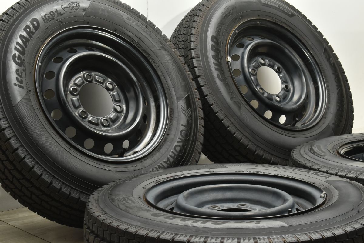 バリ溝 スタッドレス付 トヨタ 200 ハイエース 純正 15in 6J 35 PCD139.7 ヨコハマ アイスガード iG91 195 80R15 LT レジアスエース