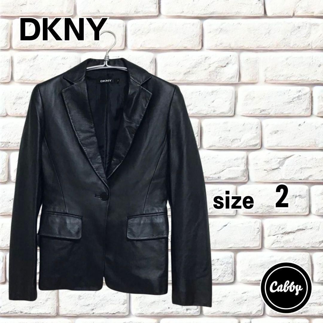 DKNY ディーケーエヌワイ レザージャケット 黒 ブラック サイズ2