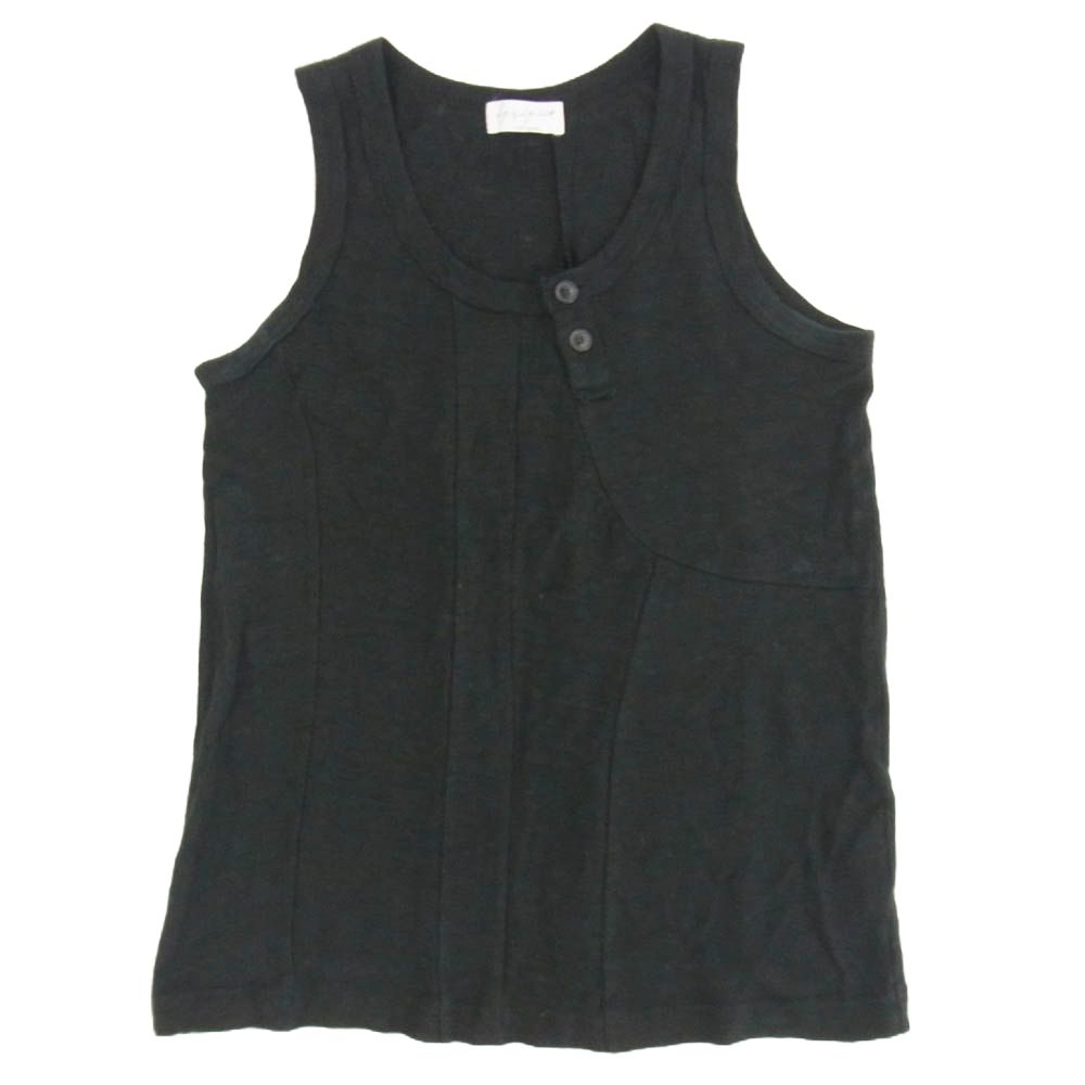 ヨウジヤマモトプールオム ヘンリーネックタンクトップ ノースリーブカットソー 綿 ヨウジヤマモトプールオム ヘンリーネックタンクトップ ノースリーブ