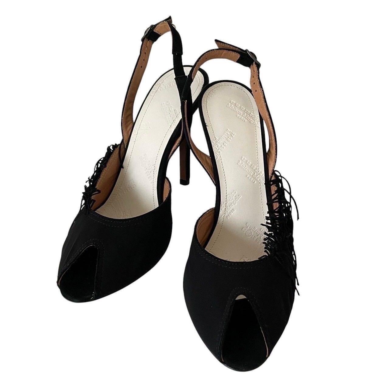 Maison Margiela メゾン マルジェラ パンプス 黒 ピンヒール フリンジ