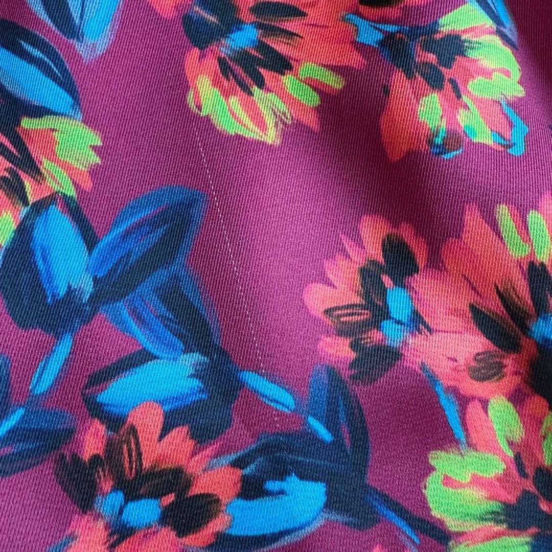 フラワープリントウエストギャザーパンツ