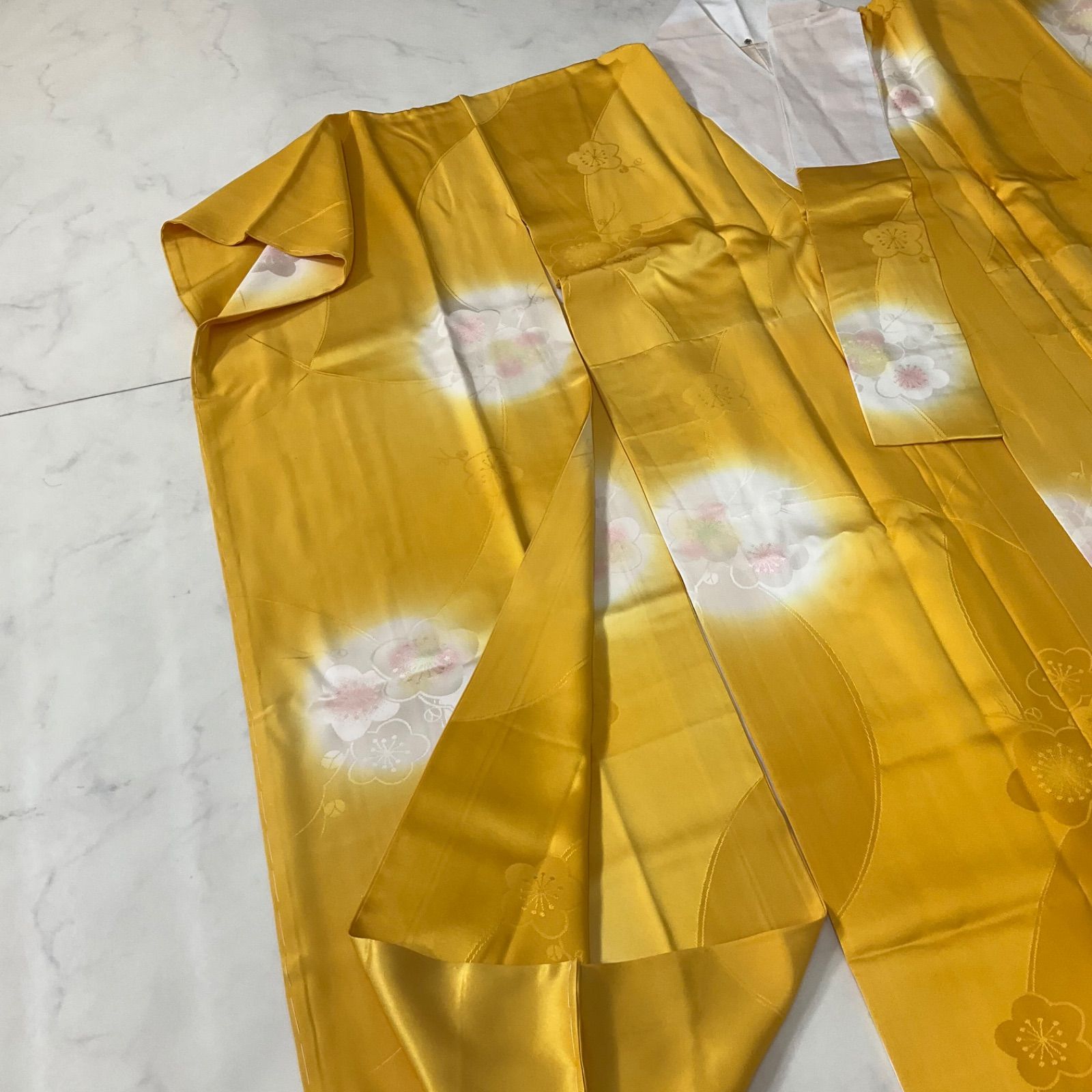 ◆kimono+one◆美品◆振袖長襦袢◆袷◆正絹◆袖無双◆広衿◆仕付け糸付き◆裄64.5袖幅32.5袖丈105◆着物帯振袖袋帯礼装成人式結婚式振袖襦袢◆S1155